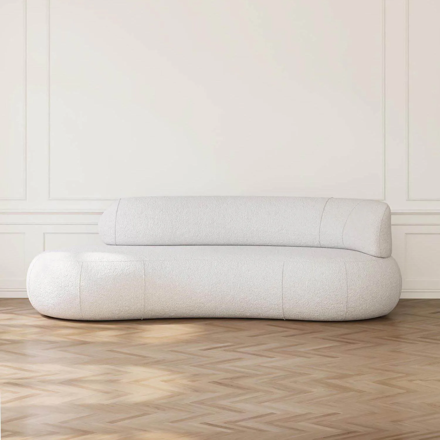 Soffa 3-sits 253cm Vit Boucle Armstöd Höger - Malibu