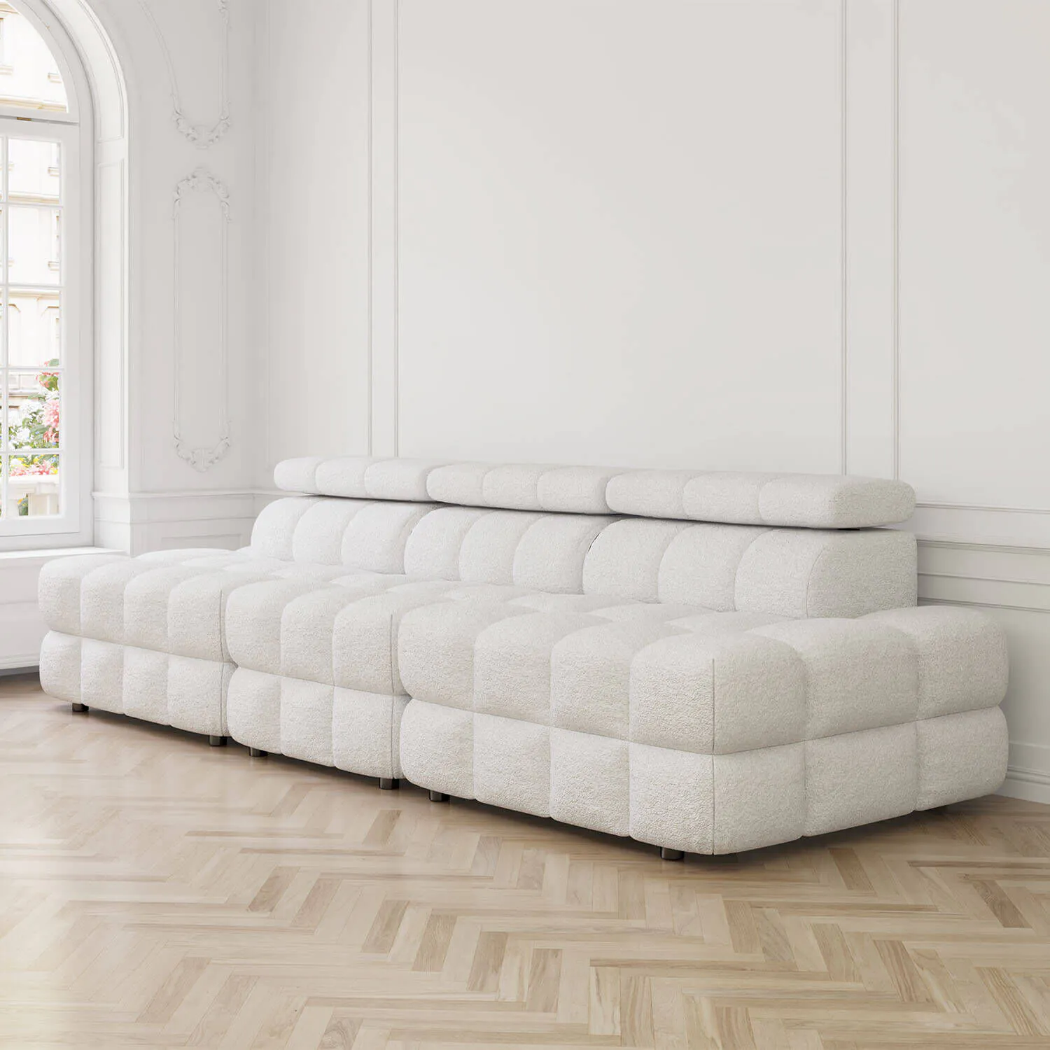 Soffa 3-sits 291cm Vit Boucle Utan Armstöd - Paris