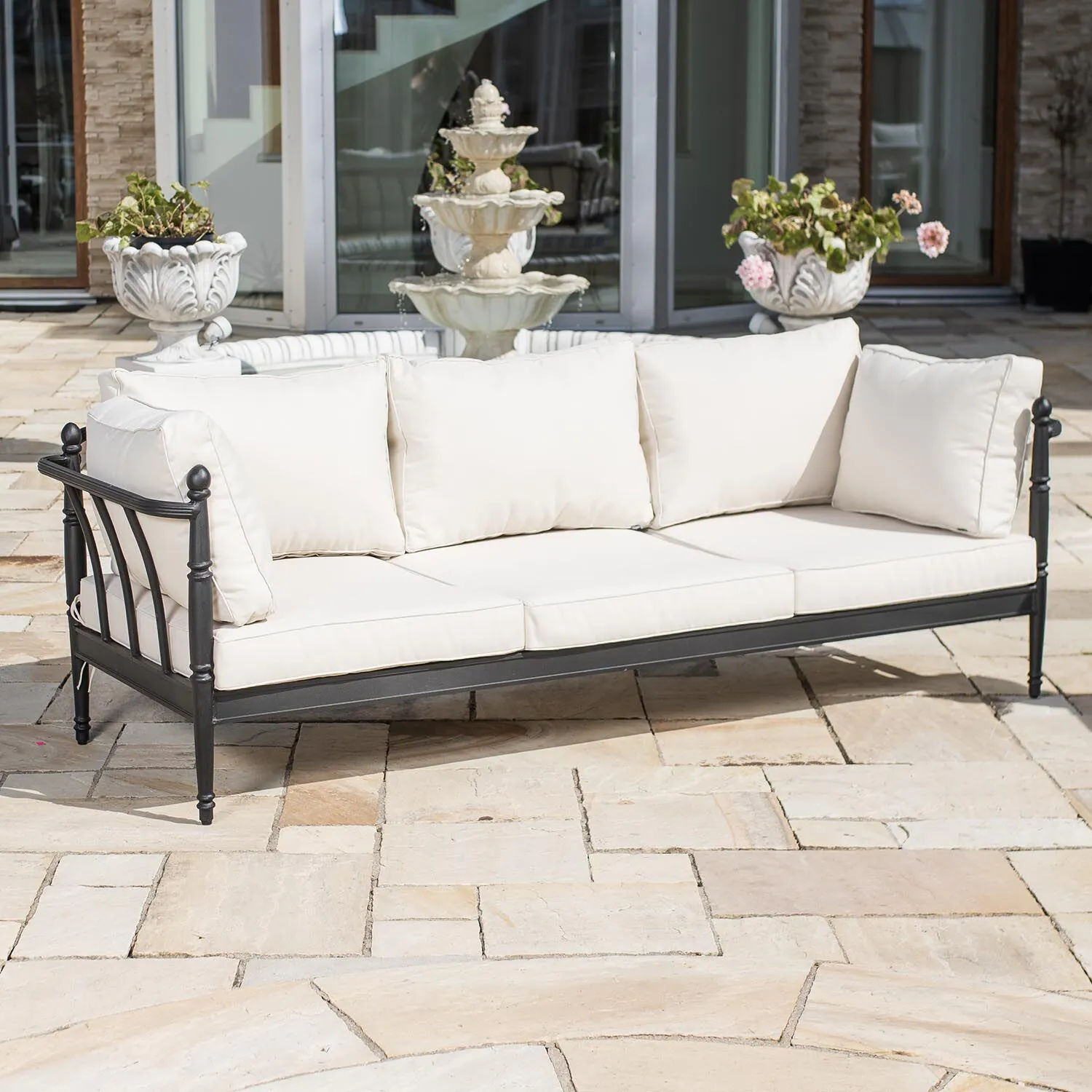 Loungesoffa Svart Aluminium Capri 3-sits