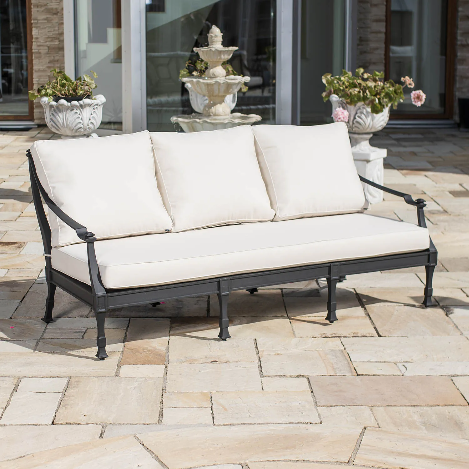Loungegrupp Utomhus Svart Aluminium 5-pers - St Tropez