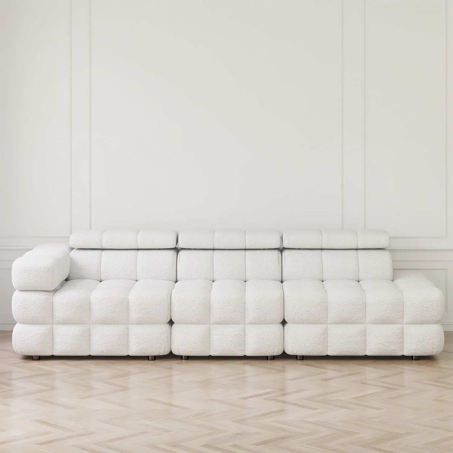Soffa 3-sits 288cm Vit Boucle Armstöd Vänster - Paris