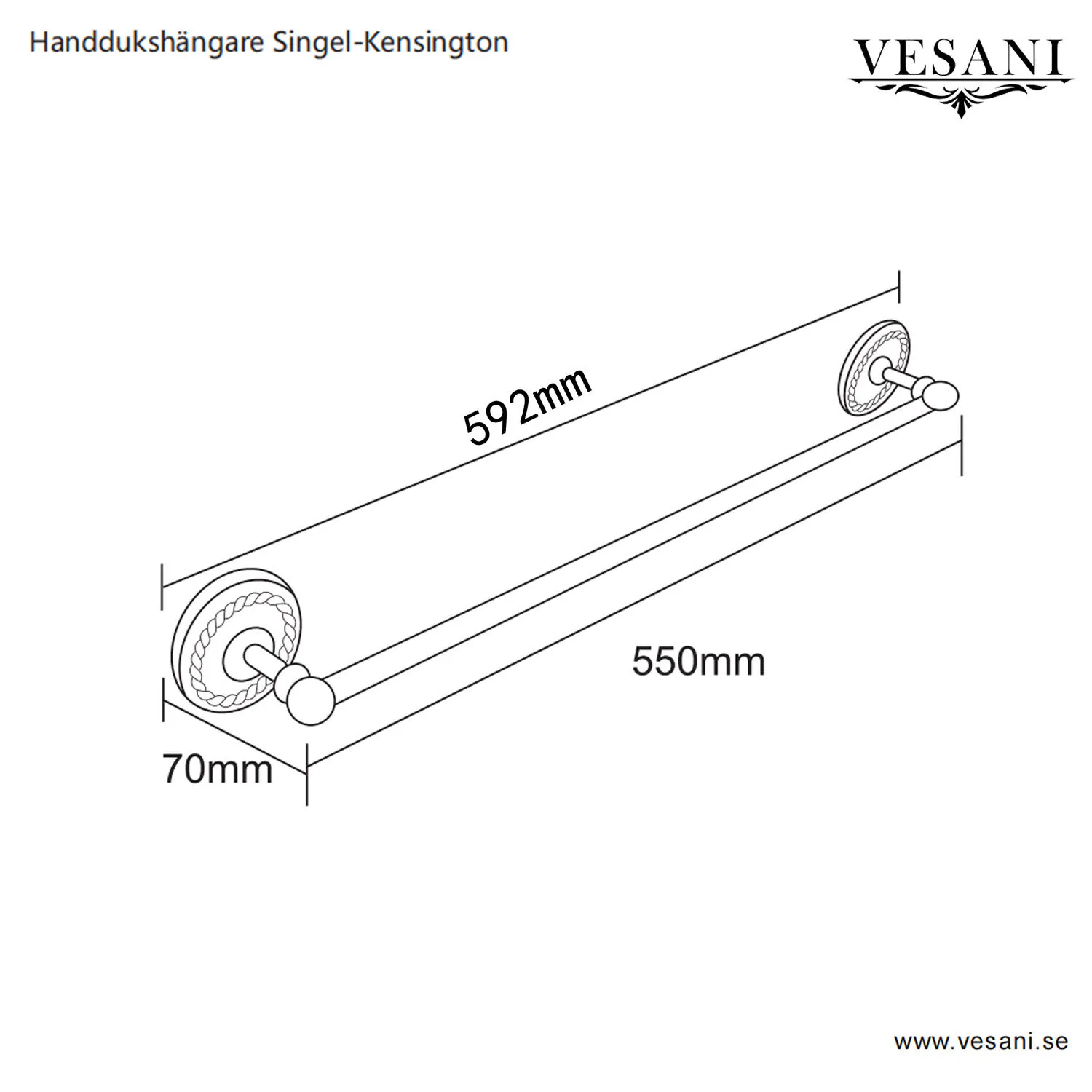 Handdukshängare Singel Guld - Kensington
