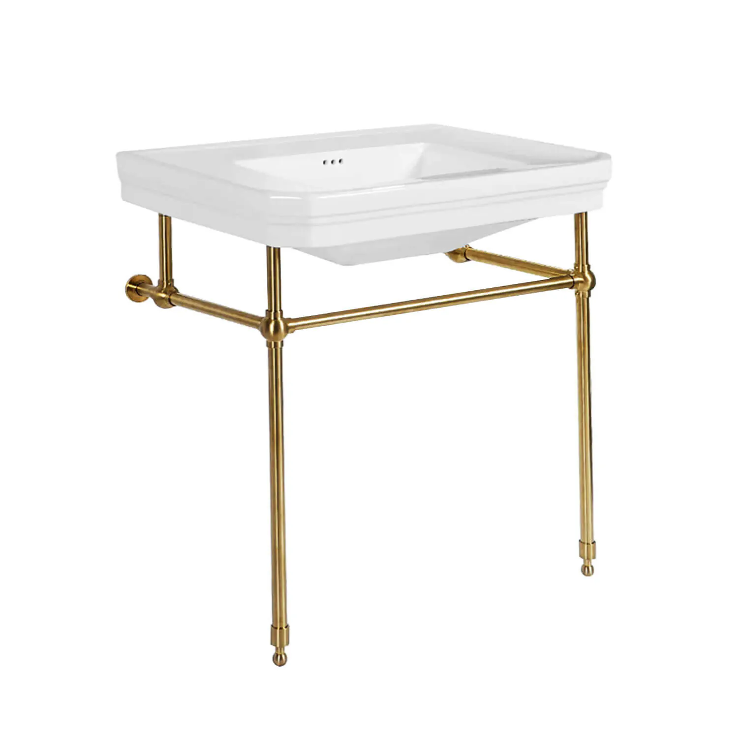 Klassiskt tvättställ 81 cm med metallben i guld 