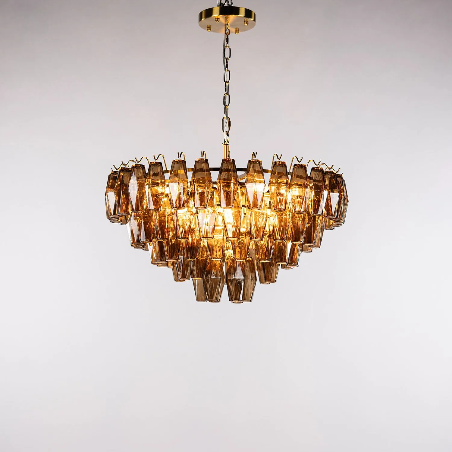 Kristallkrona Ø76xH50cm Mässing/Cognac - Catania