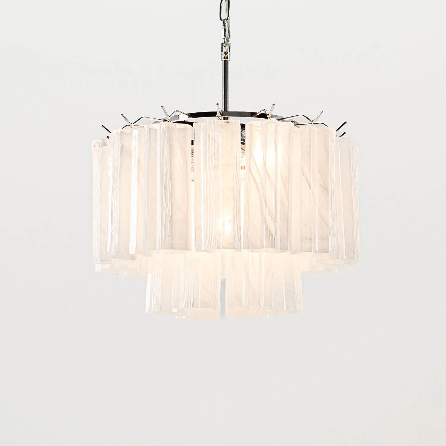 Kristallkrona Ø45 Vit Alabaster/Krom - Cagliari