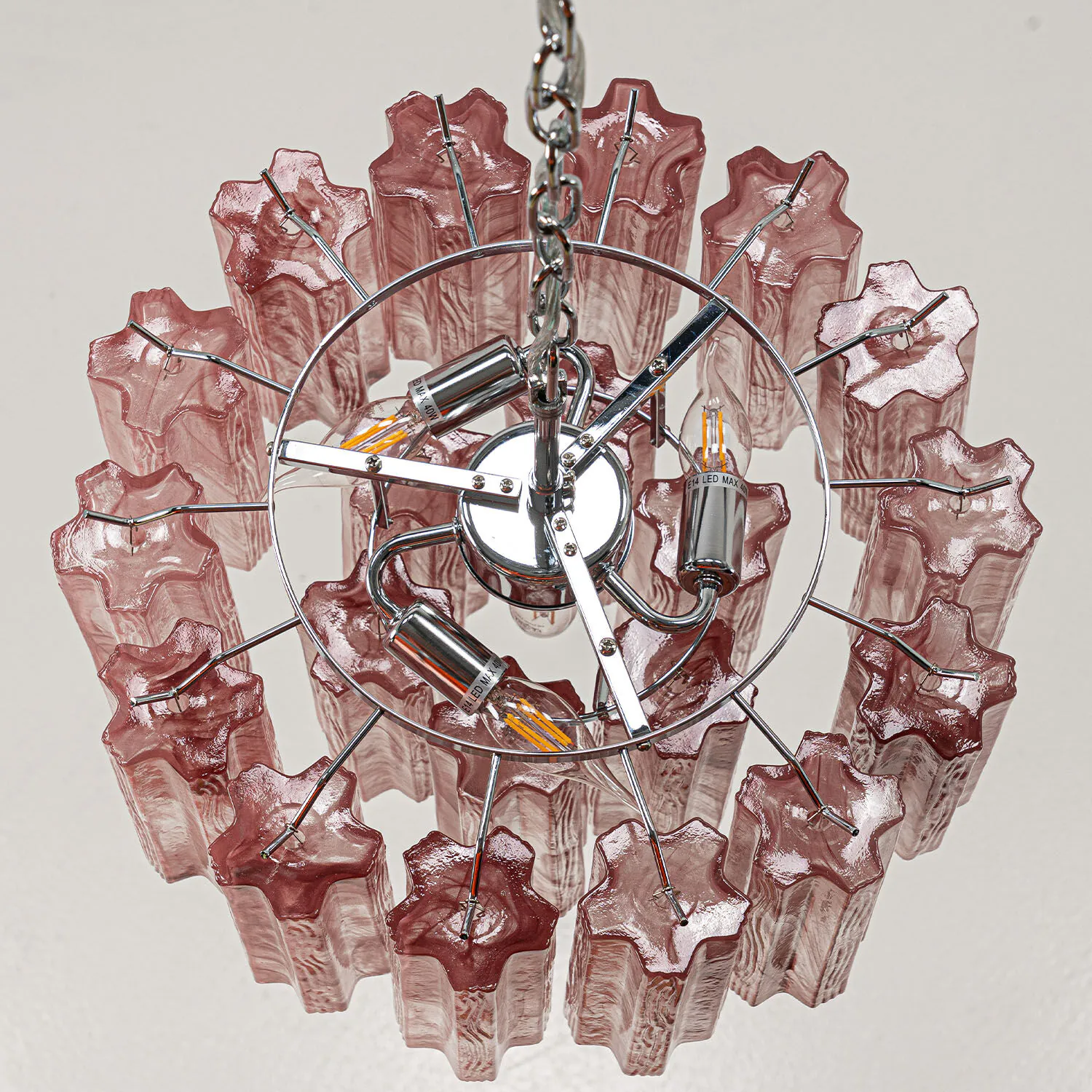 Kristallkrona Ø45 Rosa Alabaster/Krom - Cagliari