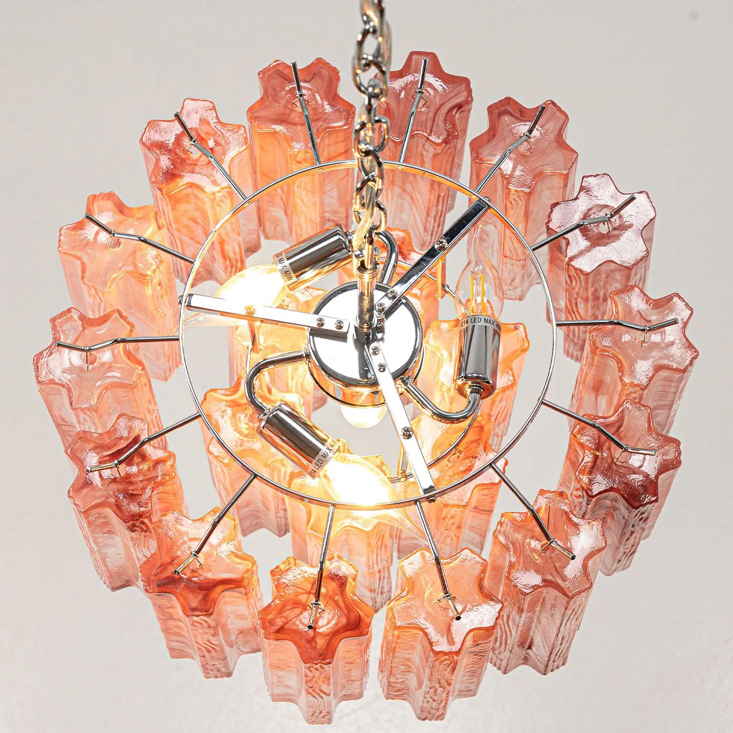 Kristallkrona Ø45 Rosa Alabaster/Krom - Cagliari