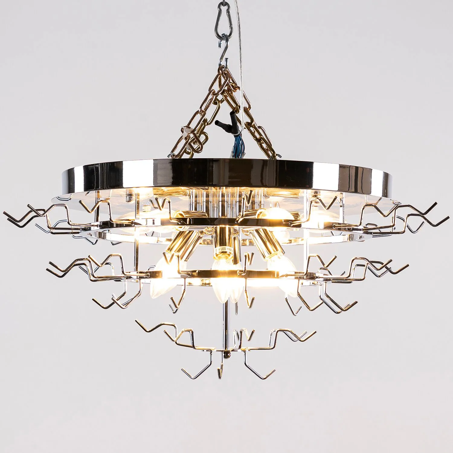Kristallplafond Ø65xH52cm Bärnsten/Krom - Livorno