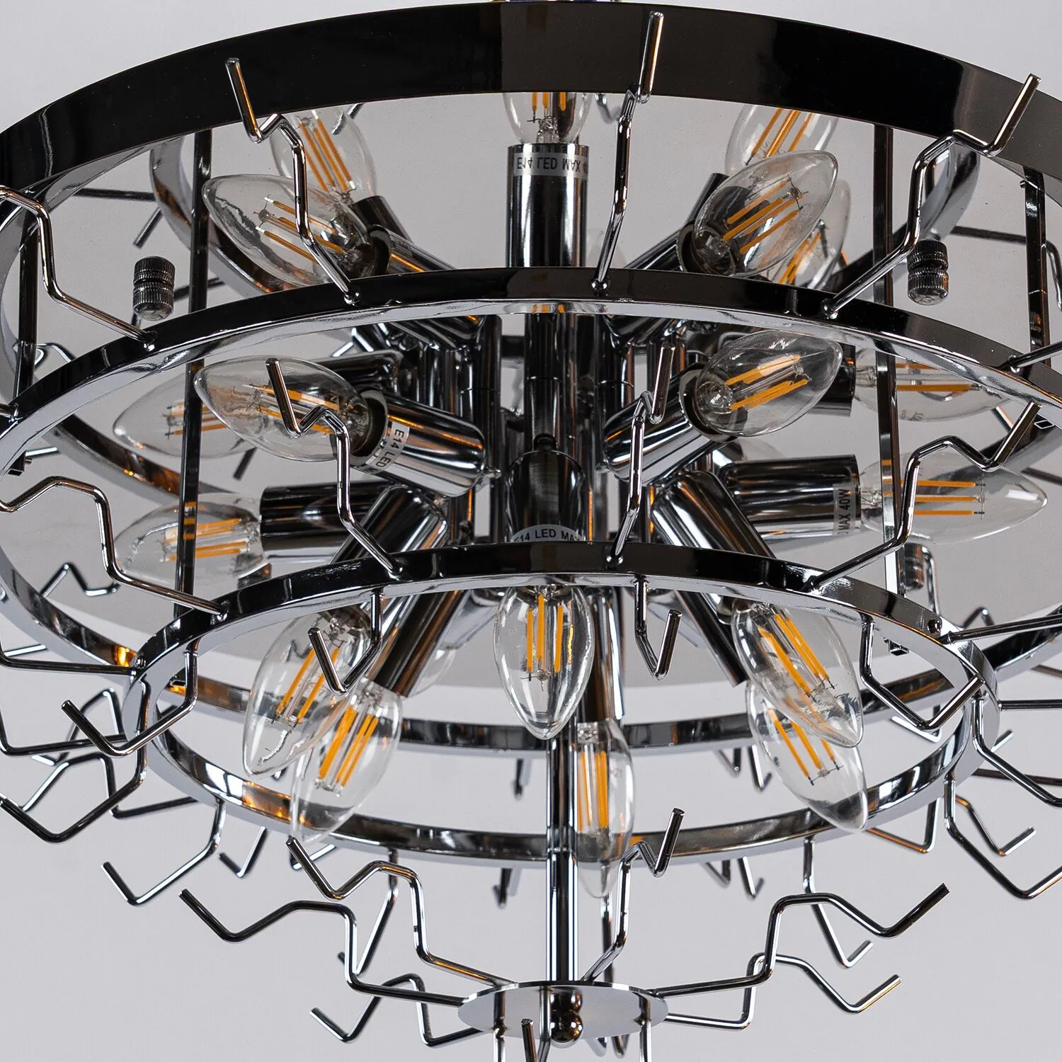 Kristallplafond Ø65xH52cm Bärnsten/Krom - Livorno