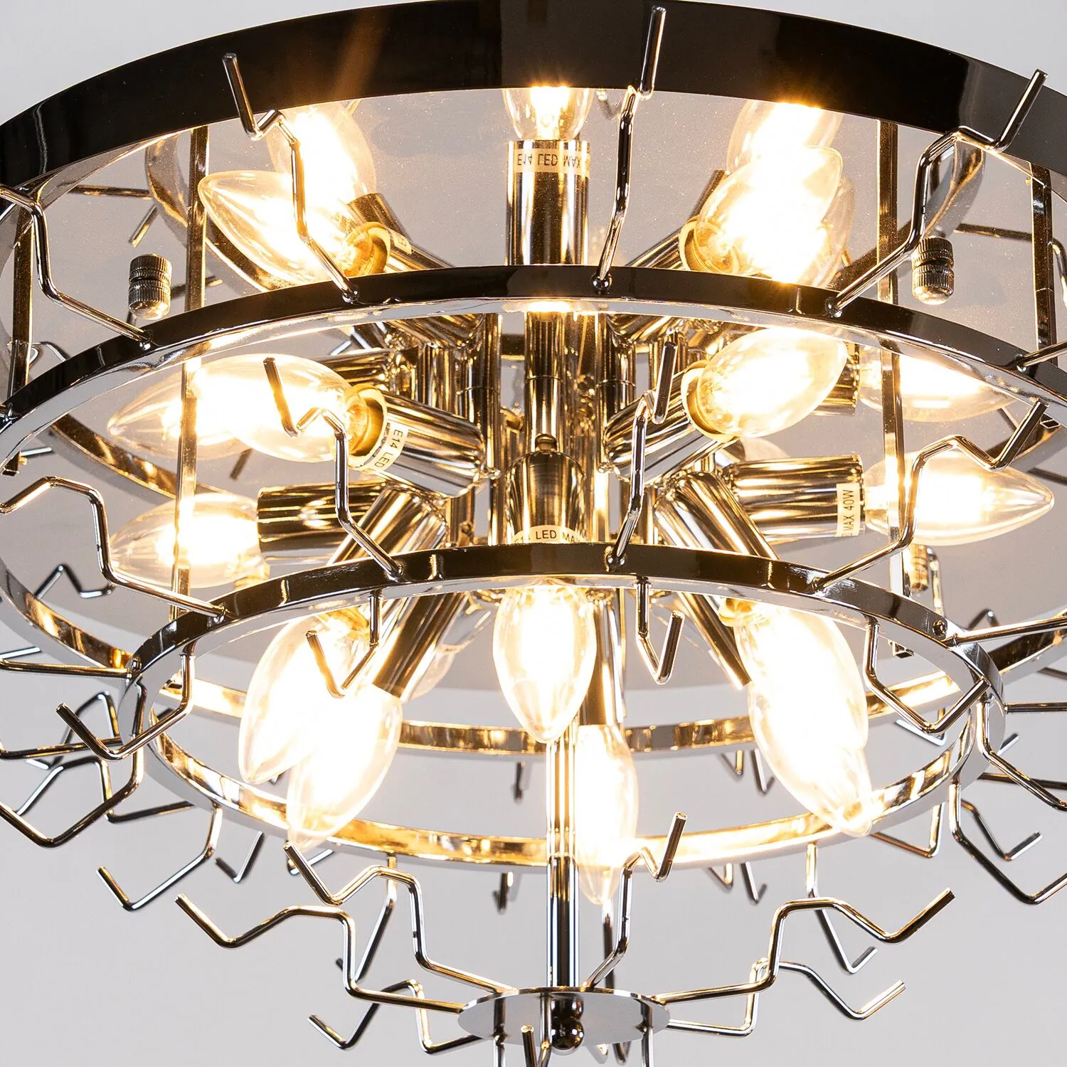 Kristallplafond Ø65xH52cm Bärnsten/Krom - Livorno
