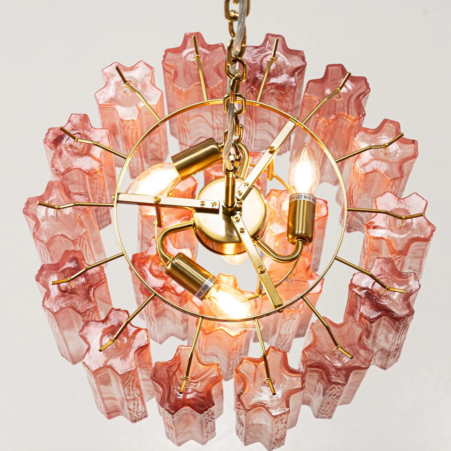 Kristallkrona Ø45 Rosa Alabaster/Mässing - Cagliari