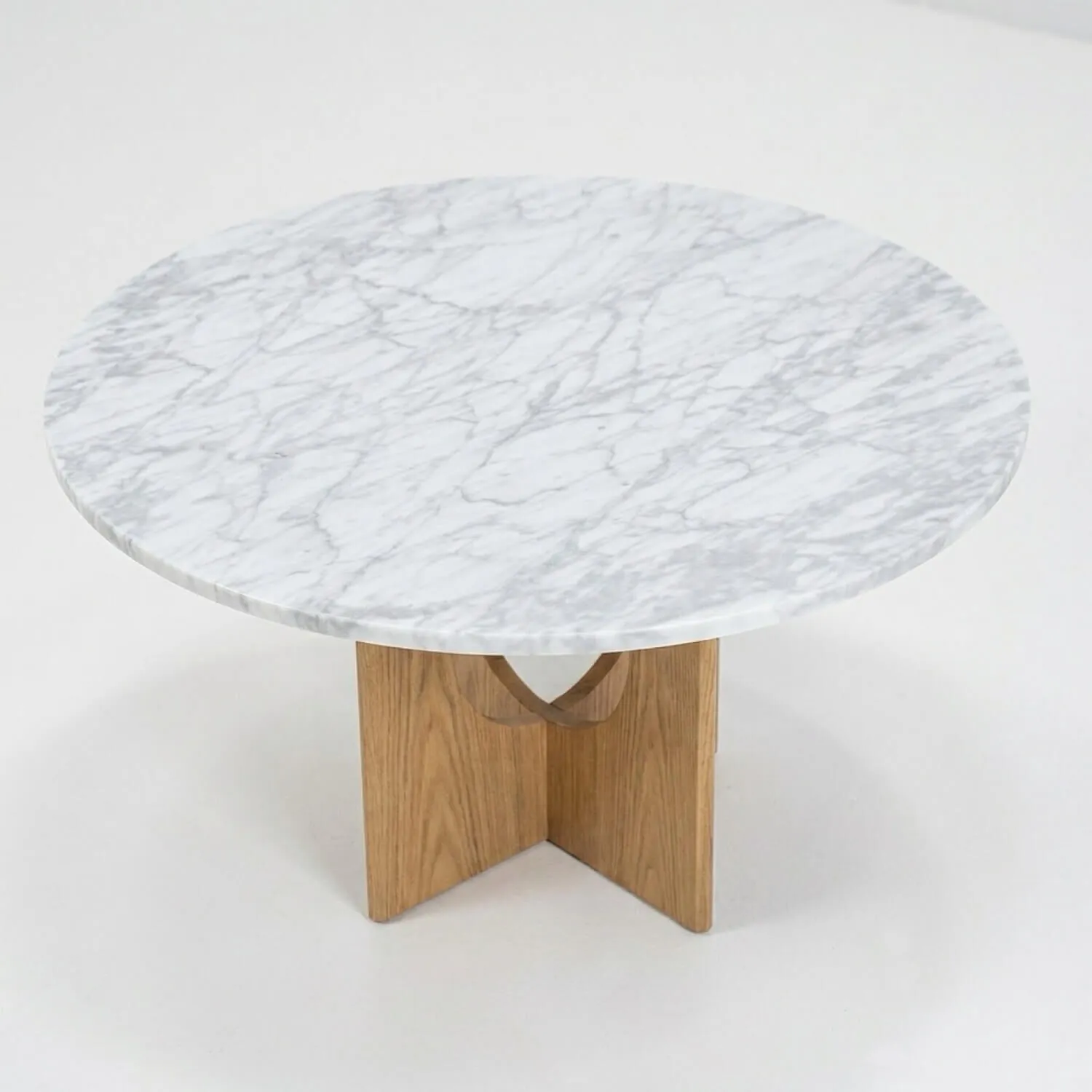 Soffbord Ø80cm Ek/Vit Marmor - André
