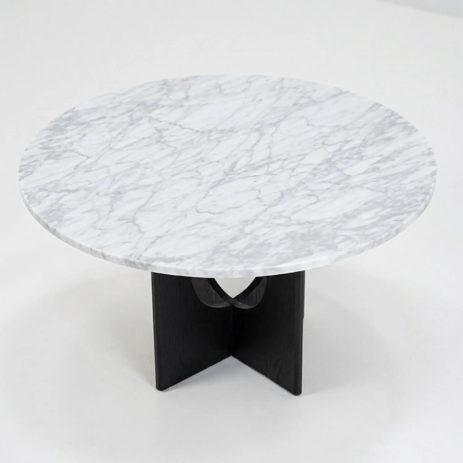 Soffbord Ø80cm Svart/Vit Marmor - André