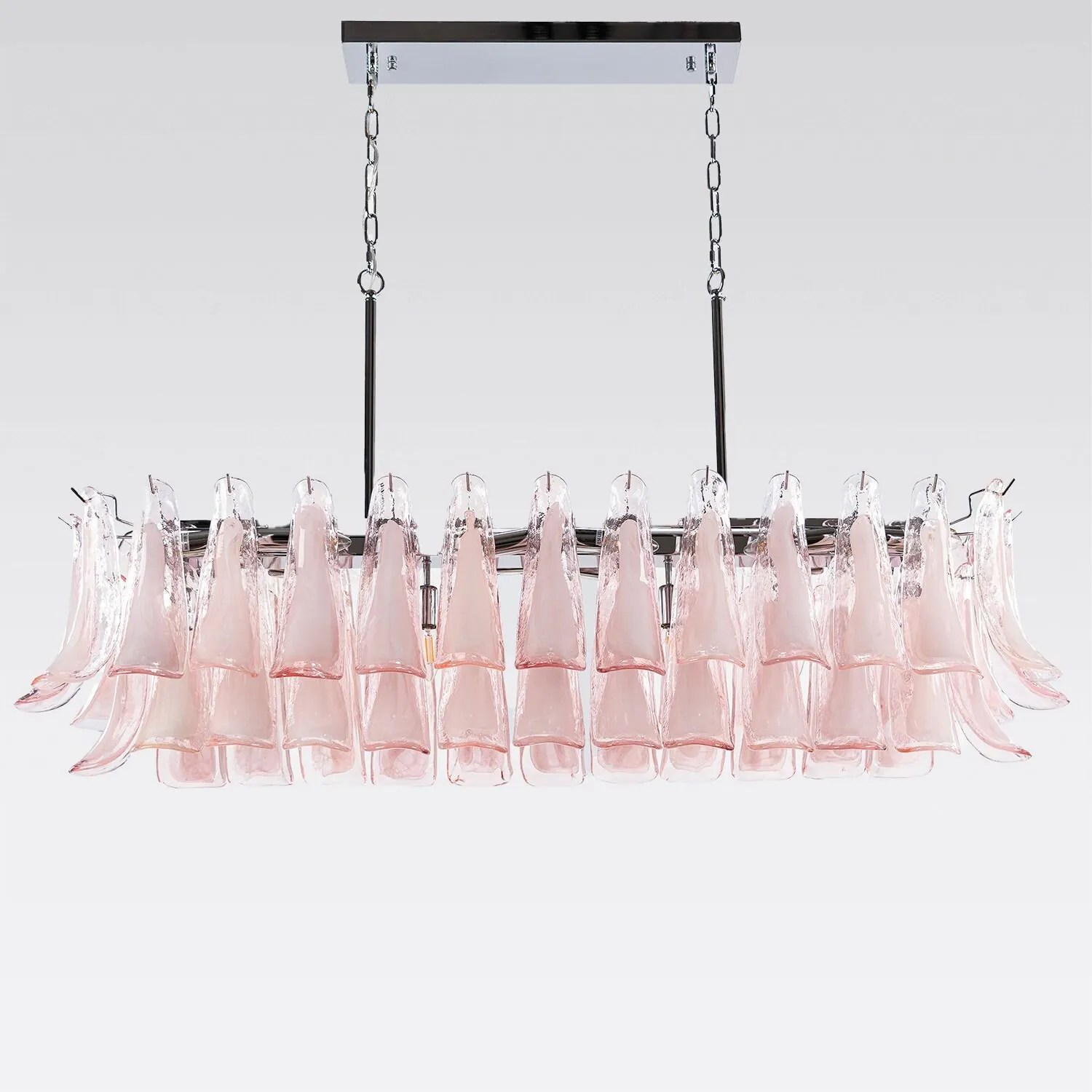 Avlång Kristallkrona 120cm Krom/Rosa - Livorno