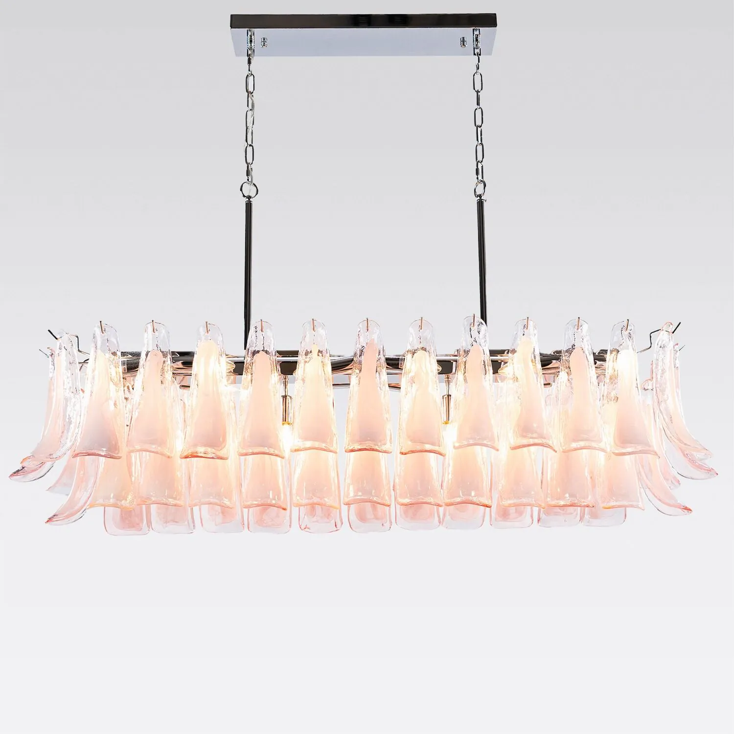 Avlång Kristallkrona 120cm Krom/Rosa - Livorno