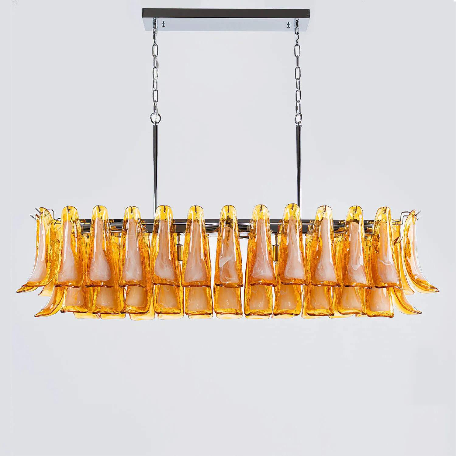 Avlång Kristallkrona 120cm Krom/Bärnsten - Livorno