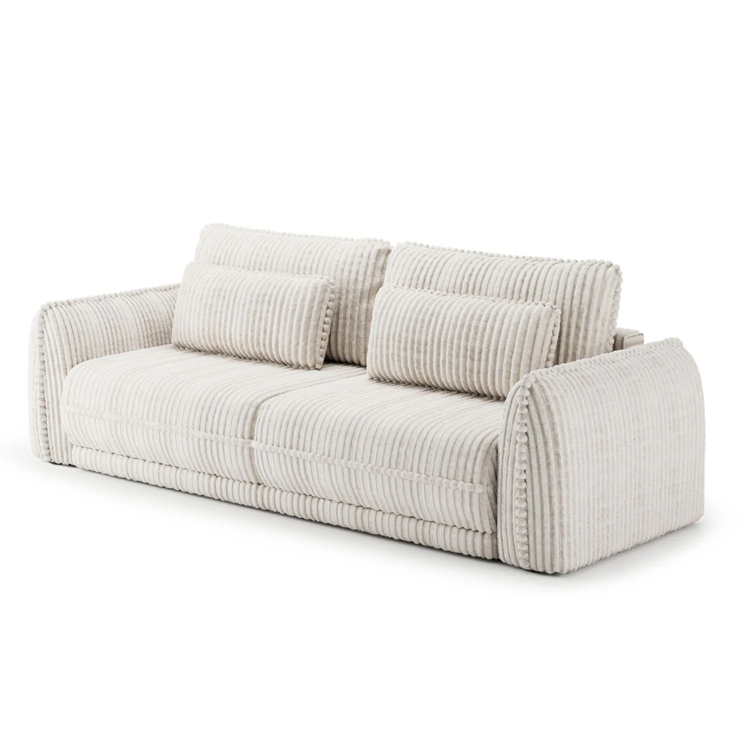 Soffa 3-sits 253cm Fluffig Vit - Stockholm