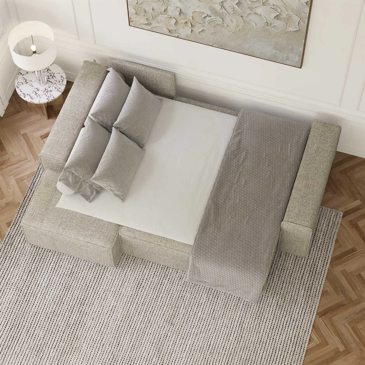 Bäddsoffa Divan Vänster 255cm Grå - Sydney
