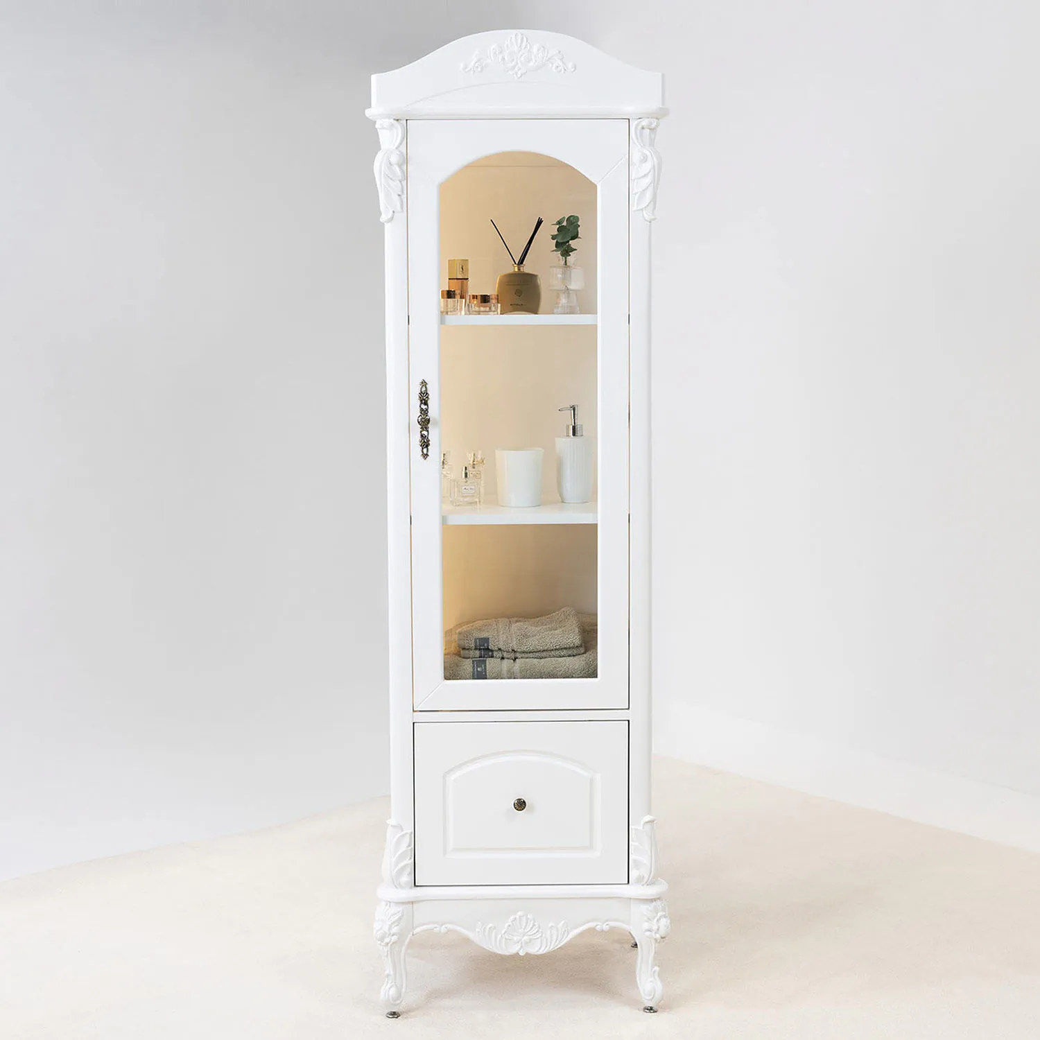 Kommod Badrum 60cm Ottawa Vit - Beige Marmor