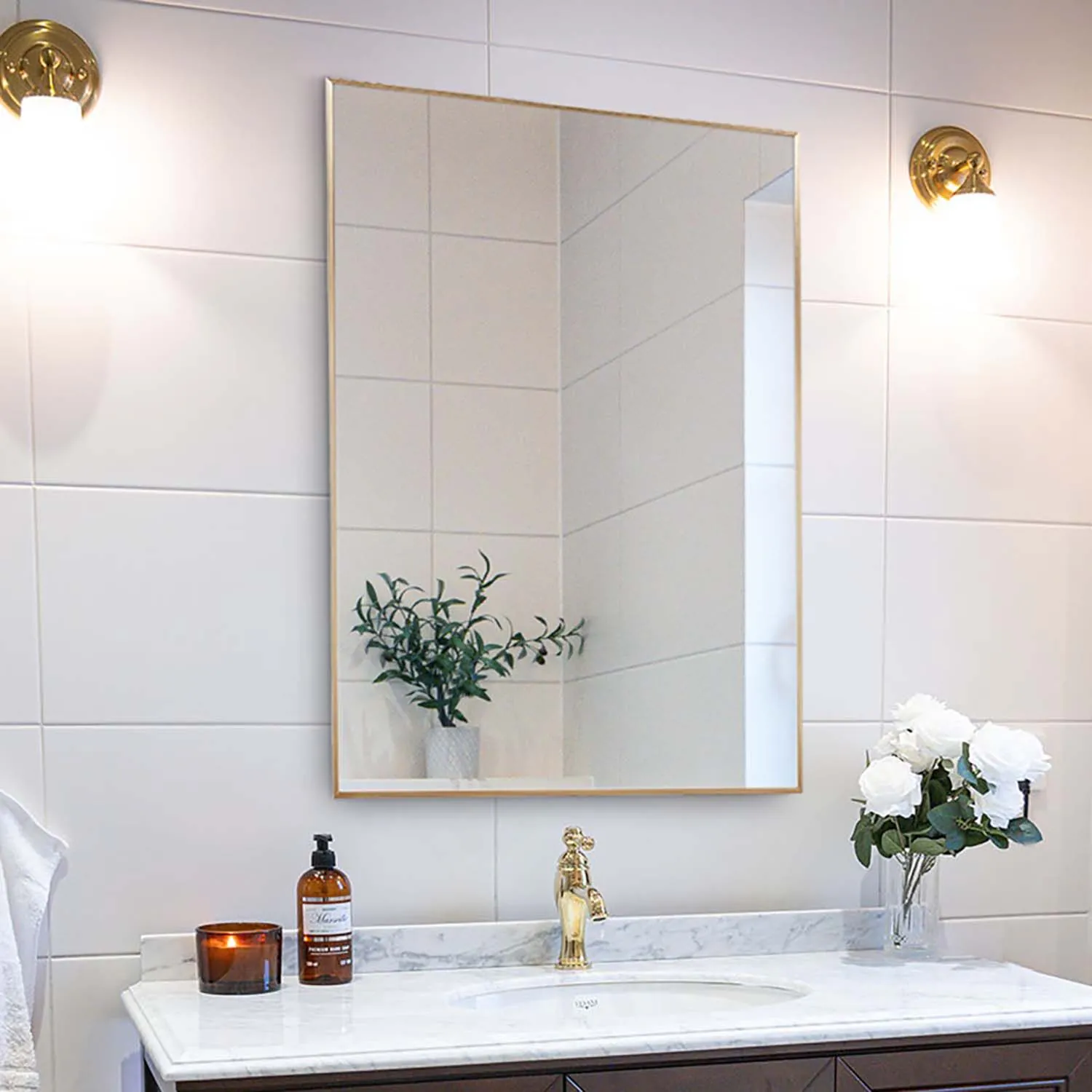 Badrumsspegel 70x100cm Guld - Edgar