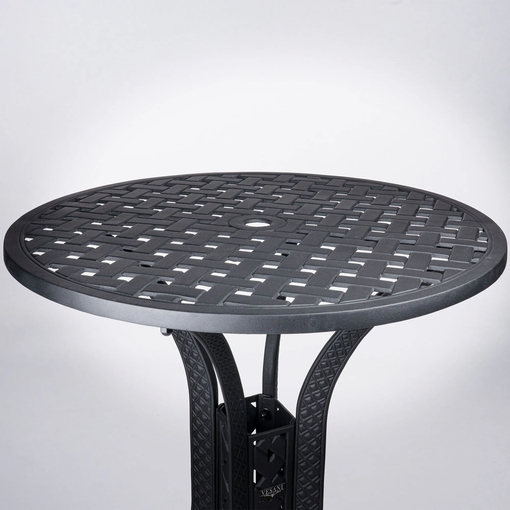 Bargrupp Utomhus Svart Aluminium 2 stolar - Salerno Ø76cm