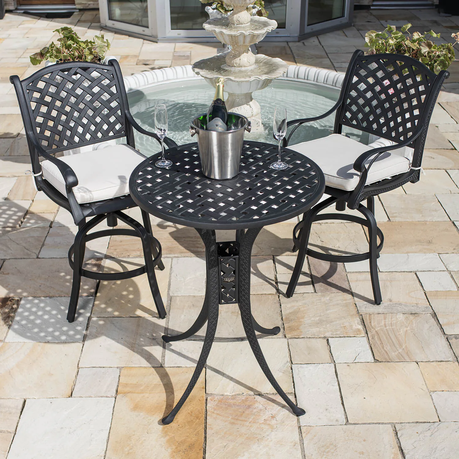 Barstol Utomhus 2-pack Svart Aluminium Salerno