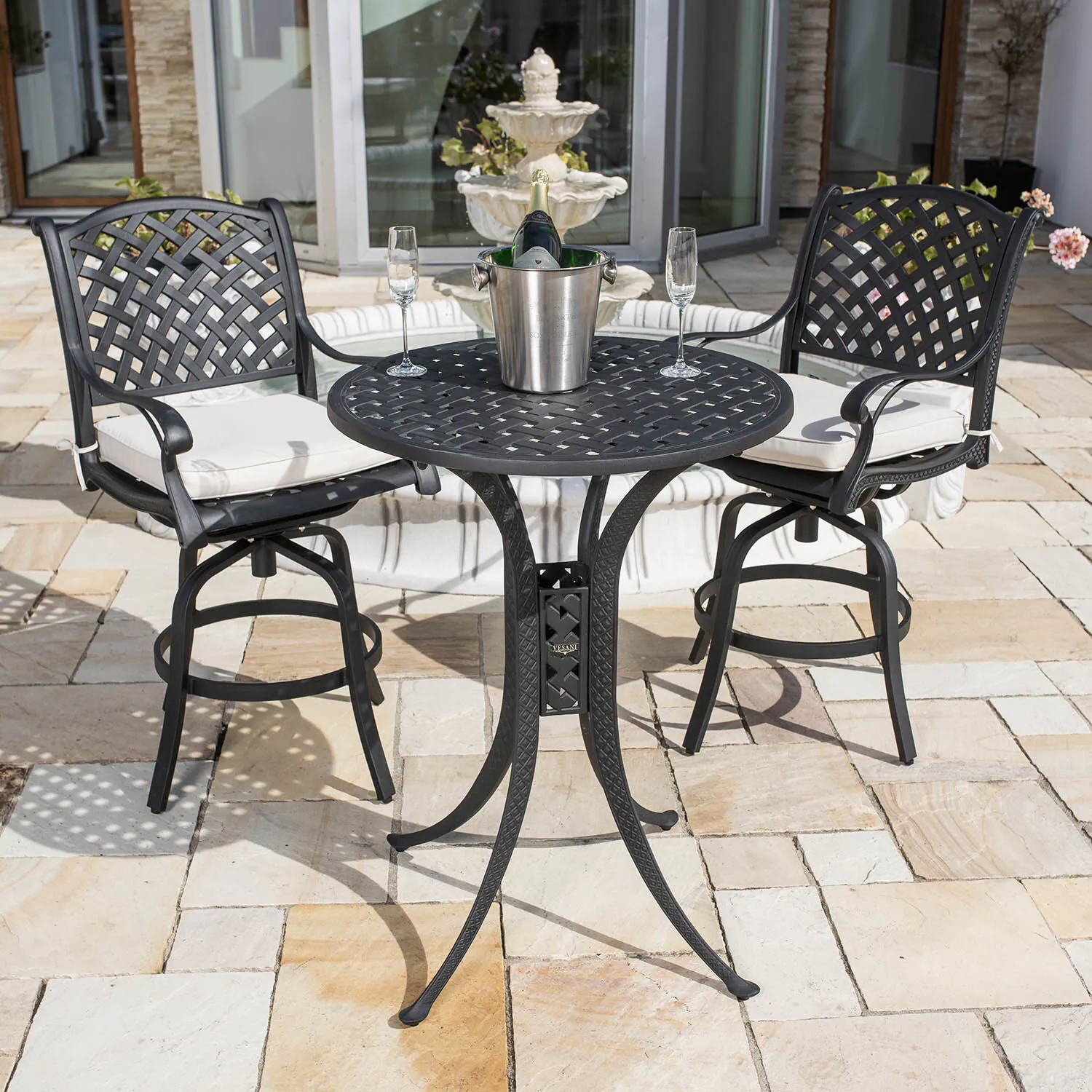 Barbord Utomhus Svart Aluminium Salerno Ø76cm