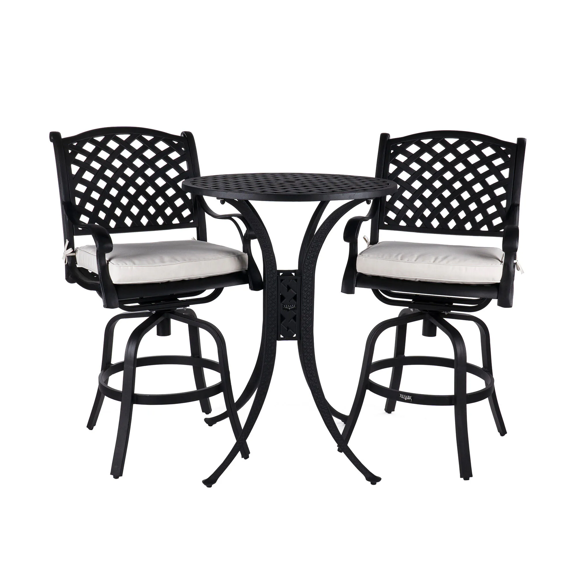 Bargrupp Utomhus Svart Aluminium 2 stolar - Salerno Ø76cm