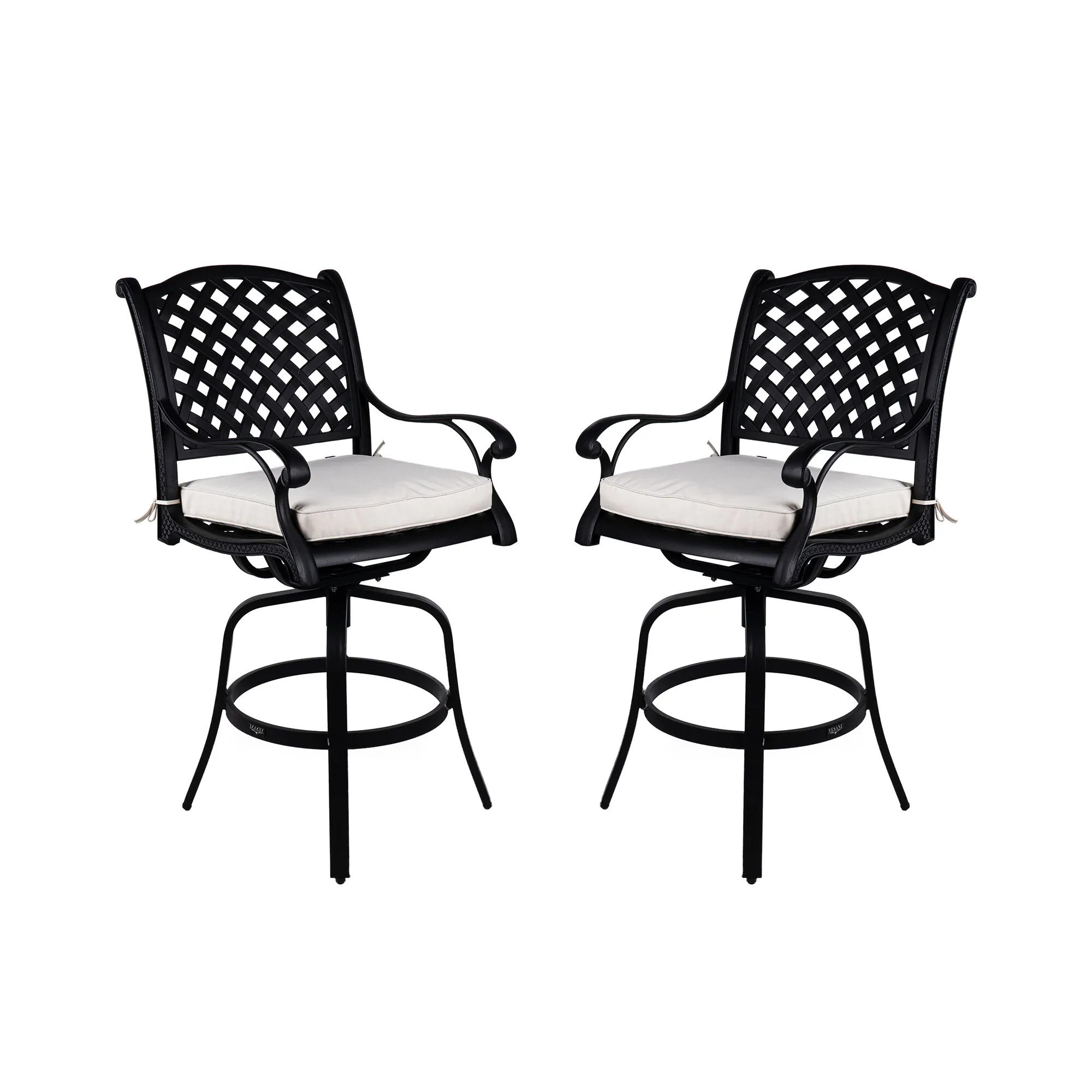 Bargrupp Utomhus Svart Aluminium 2 stolar - Salerno Ø76cm