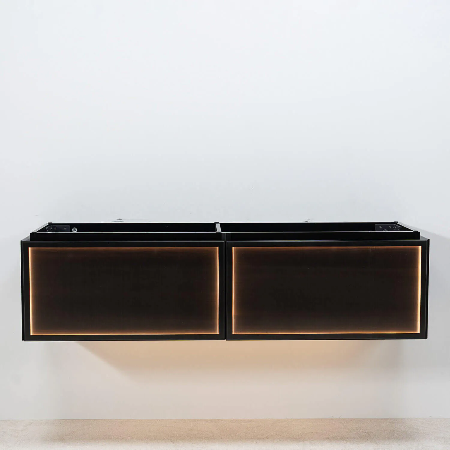 Dubbelkommod Svart Valnöt 150cm Beige Marmor - Dallas