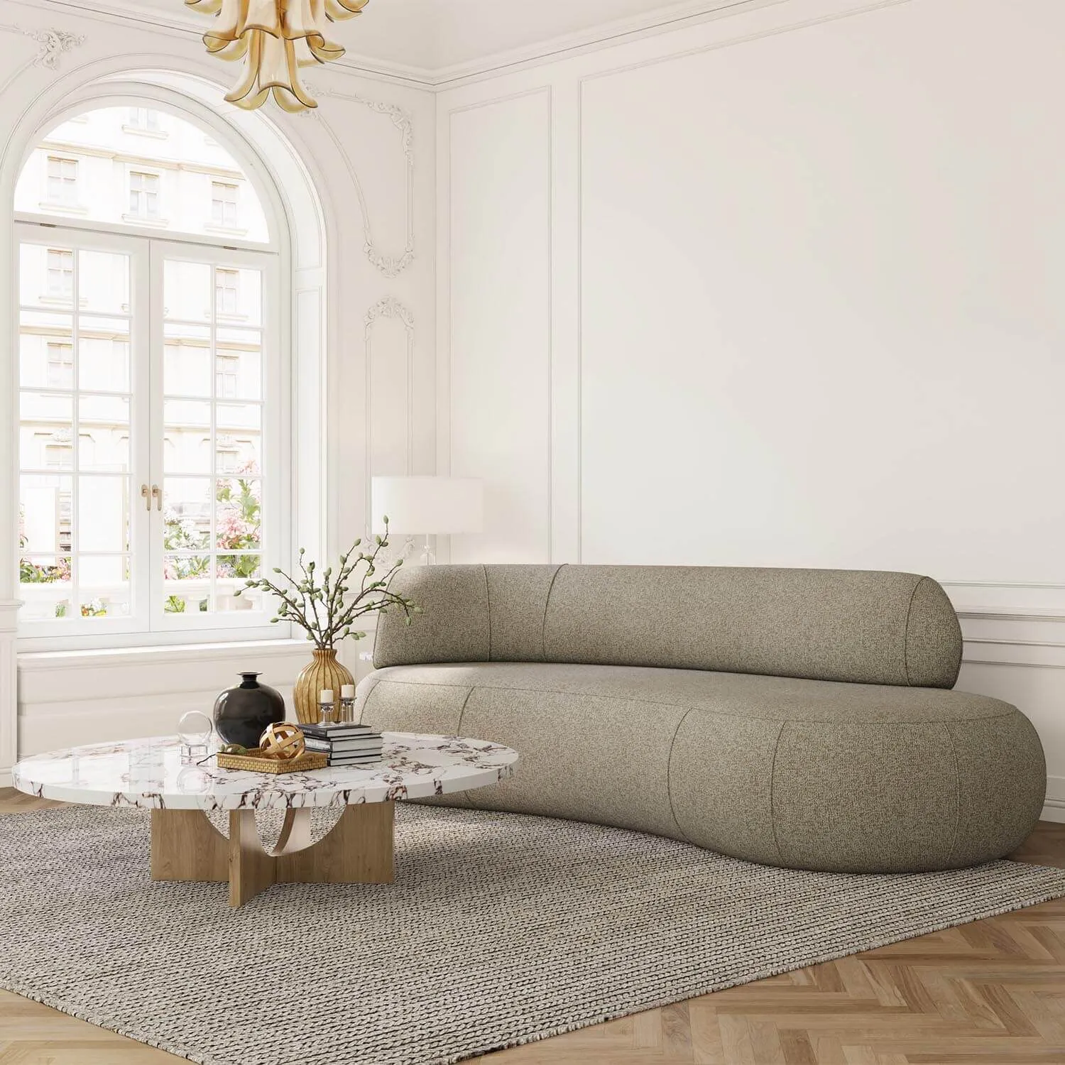 Soffa 3-sits 253cm Beige Armstöd Vänster - Malibu