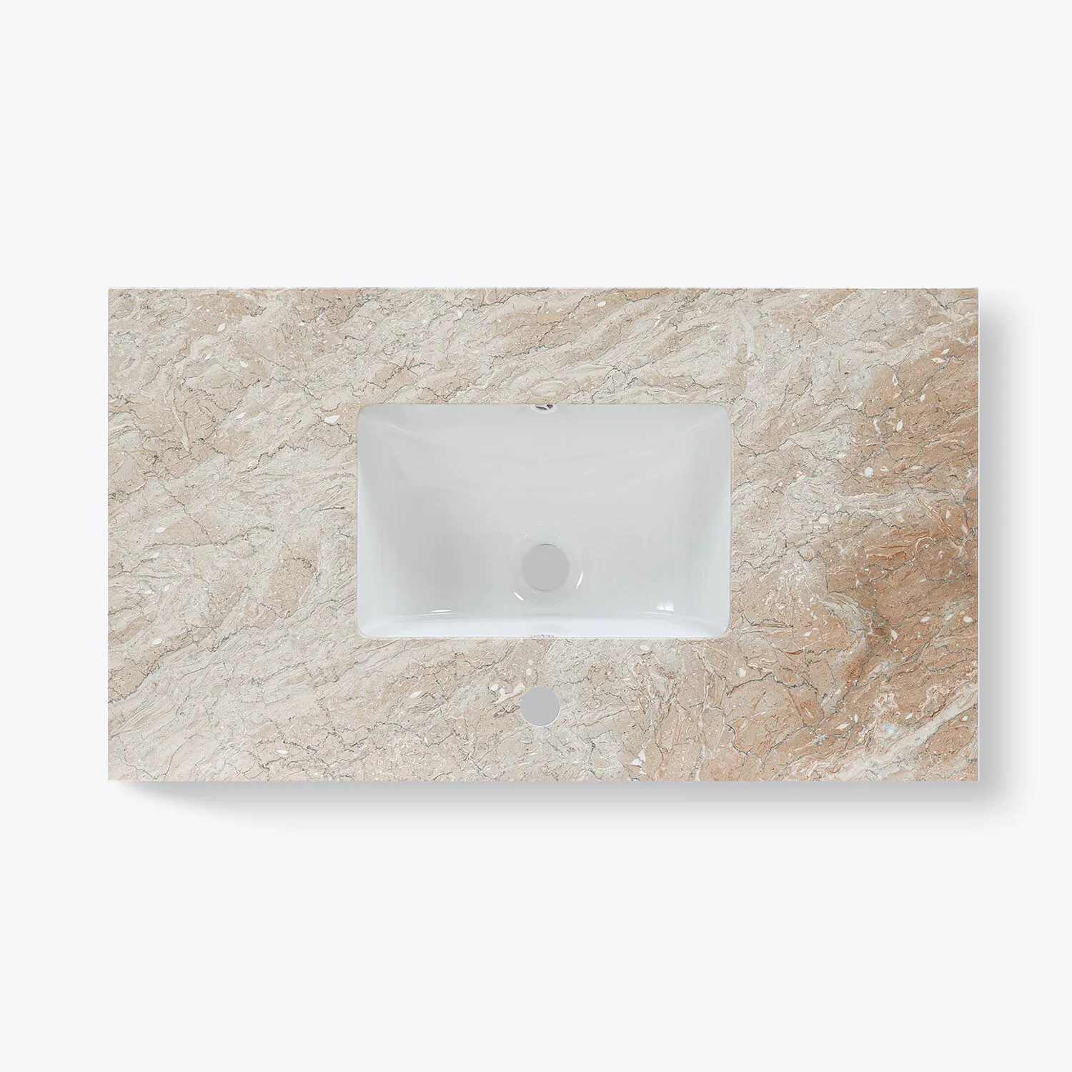 Badrumskommod Valnöt 80cm Beige Marmor - Båstad