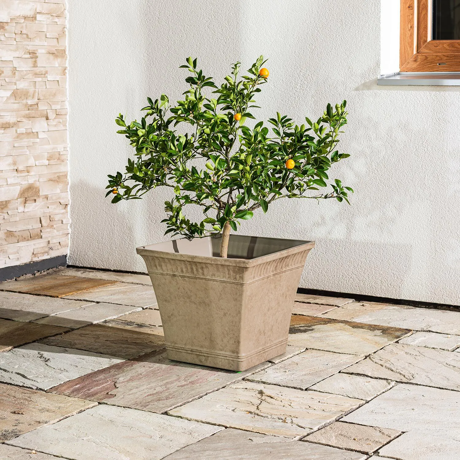 Beige Kruka Utomhus 42x36cm - Hera