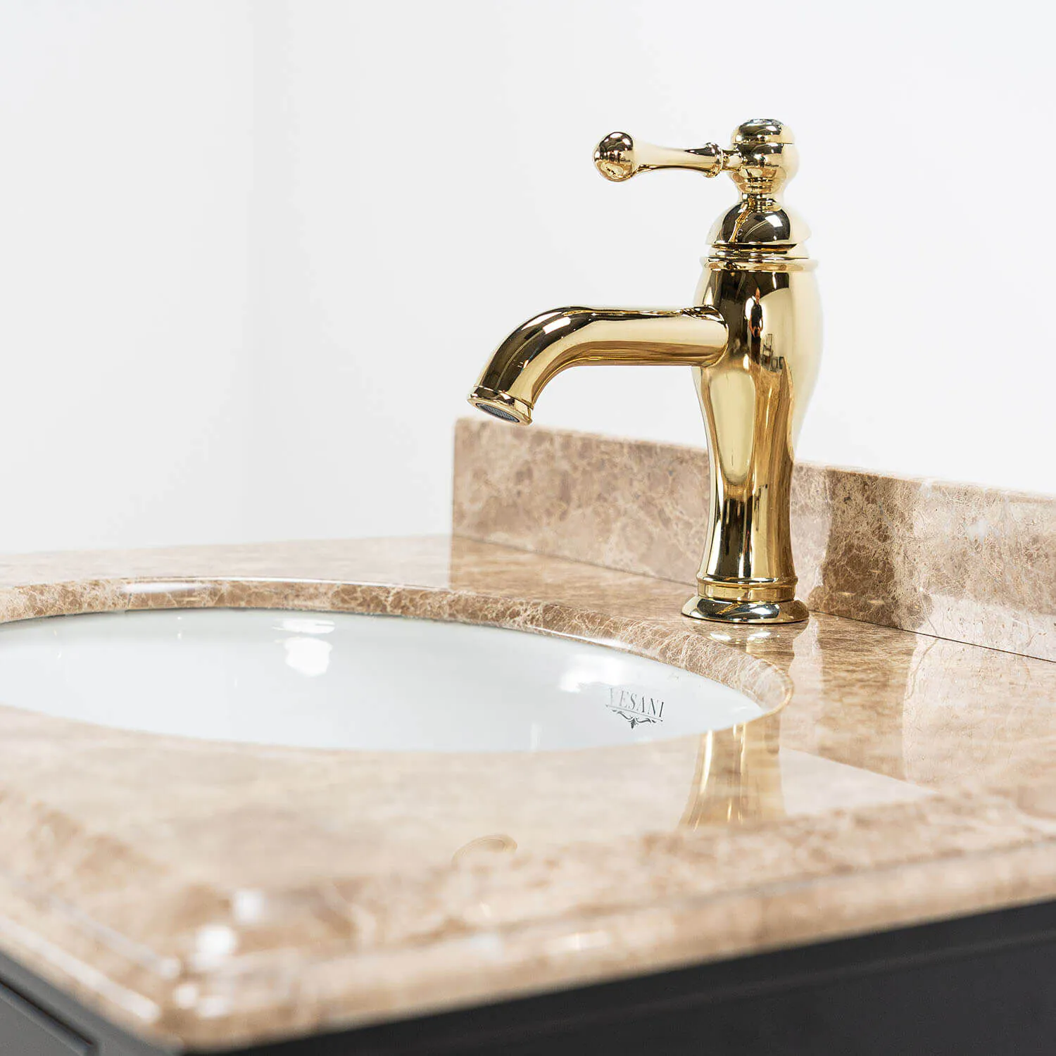 Kommod Badrum 60cm Svart Utah - Beige Marmor