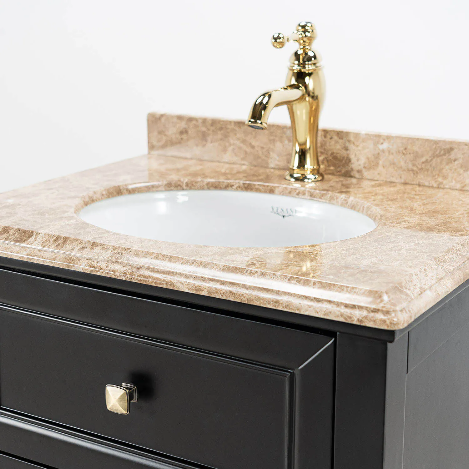Kommod Badrum 60cm Svart Utah - Beige Marmor