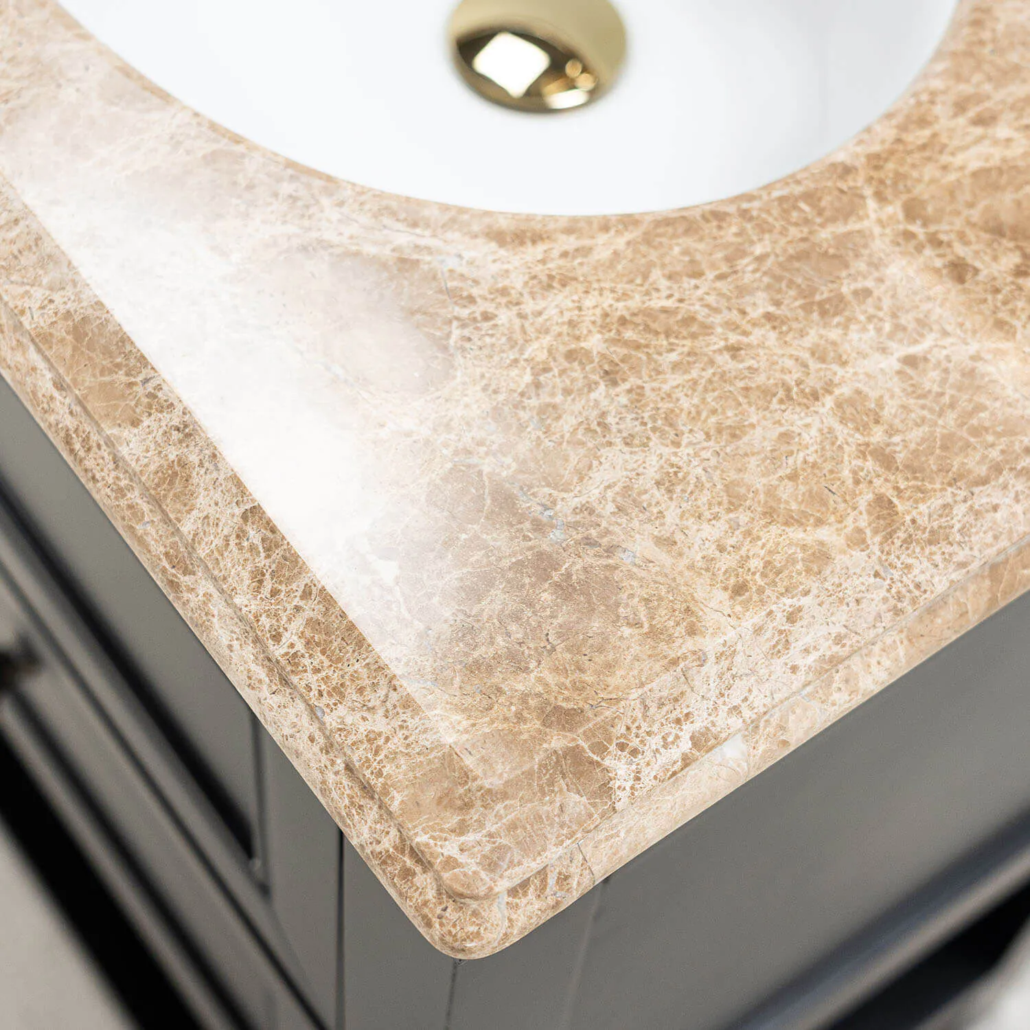 Kommod Badrum 60cm Svart Utah - Beige Marmor
