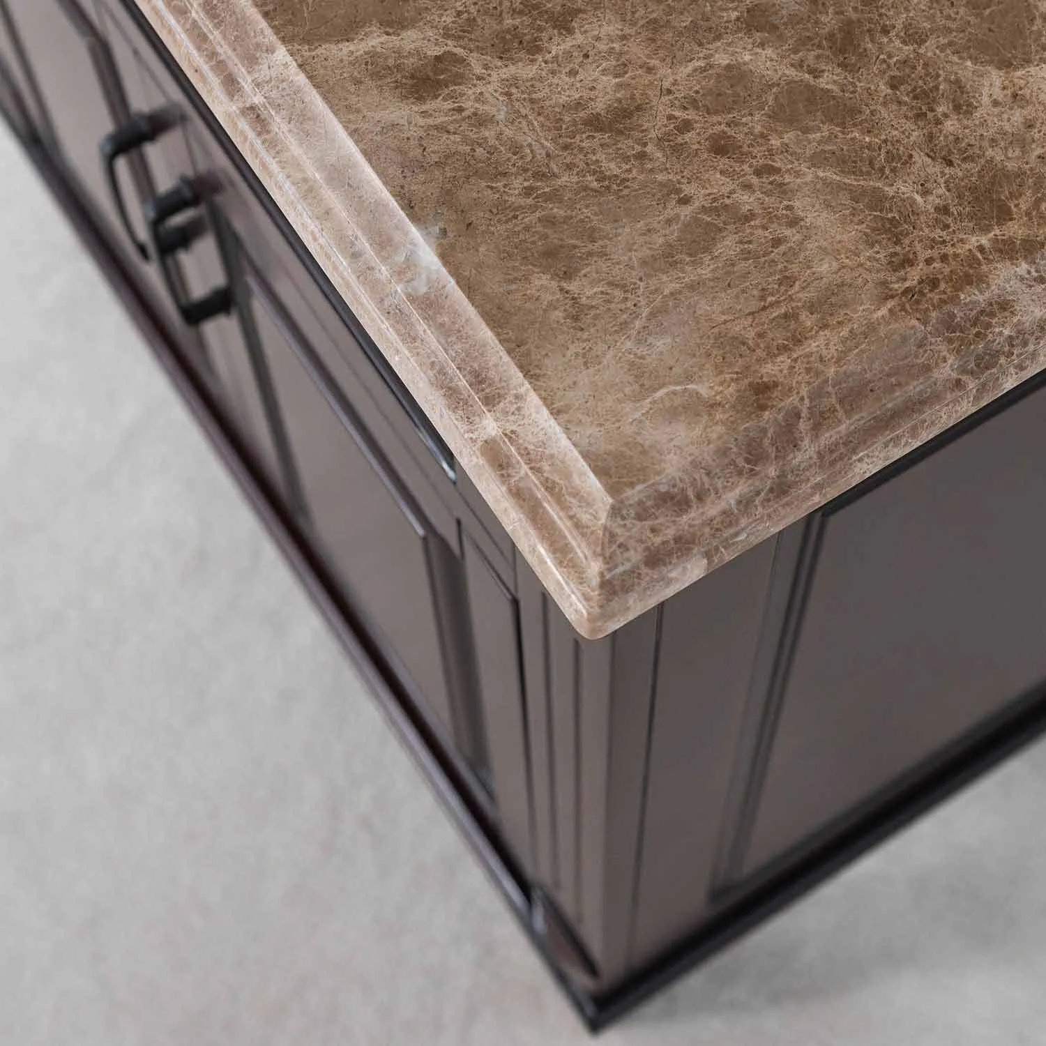 Kommod Badrum 80cm Nashville Mörkbrun - Beige Marmor