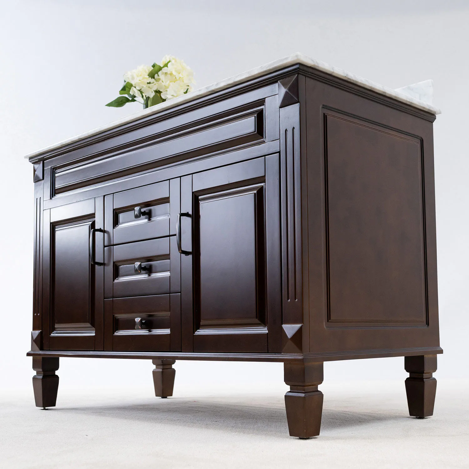 Kommod Badrum 120cm Nashville Mörkbrun - Vit Marmor