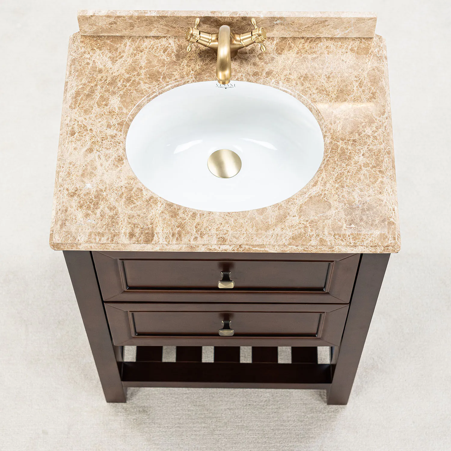 Kommod Badrum 60cm Brun Utah - Beige Marmor