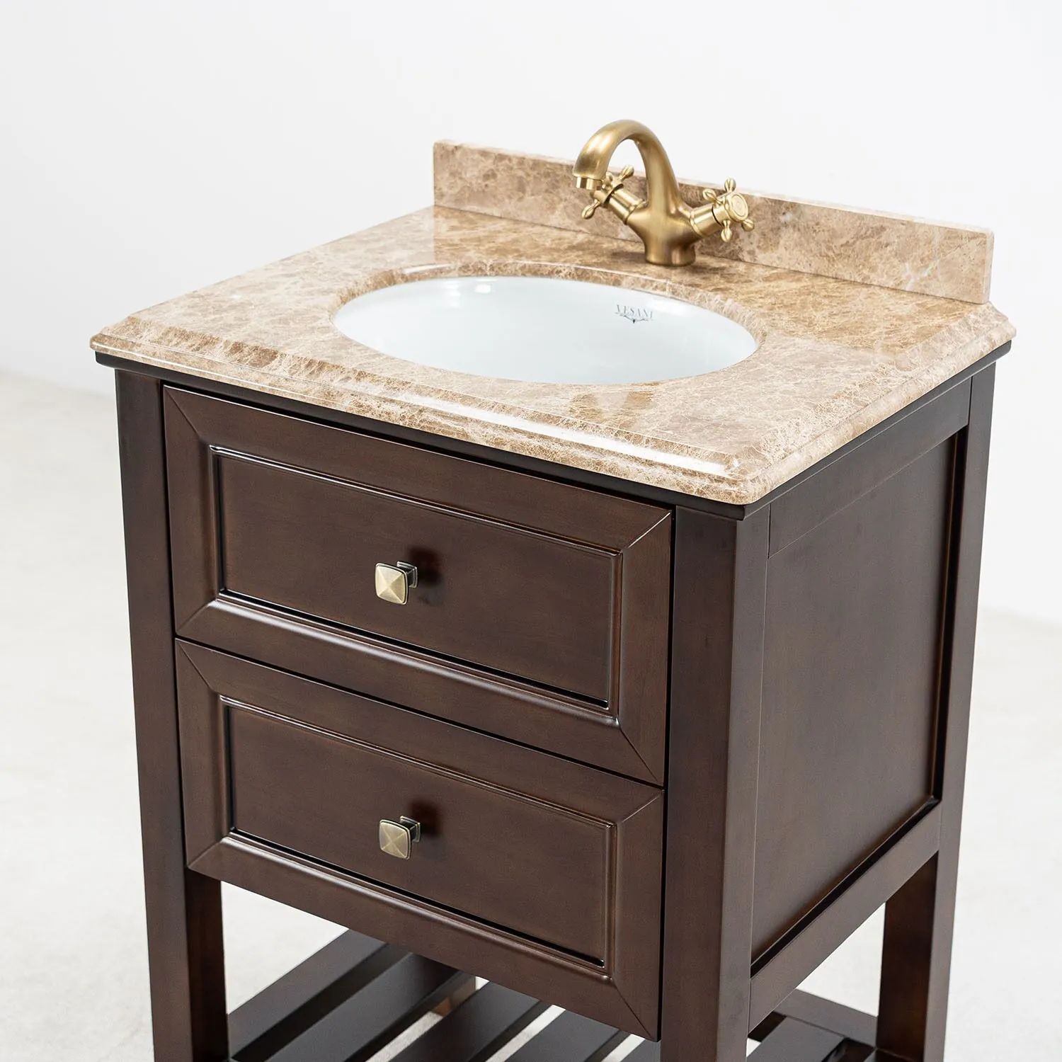 Kommod Badrum 60cm Brun Utah - Beige Marmor