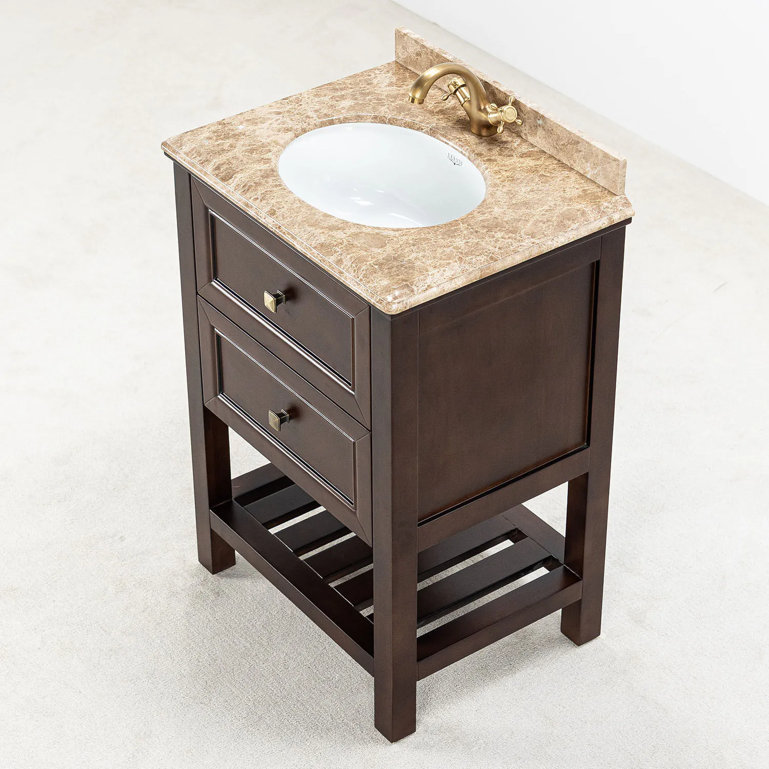 Kommod Badrum 60cm Brun Utah - Beige Marmor