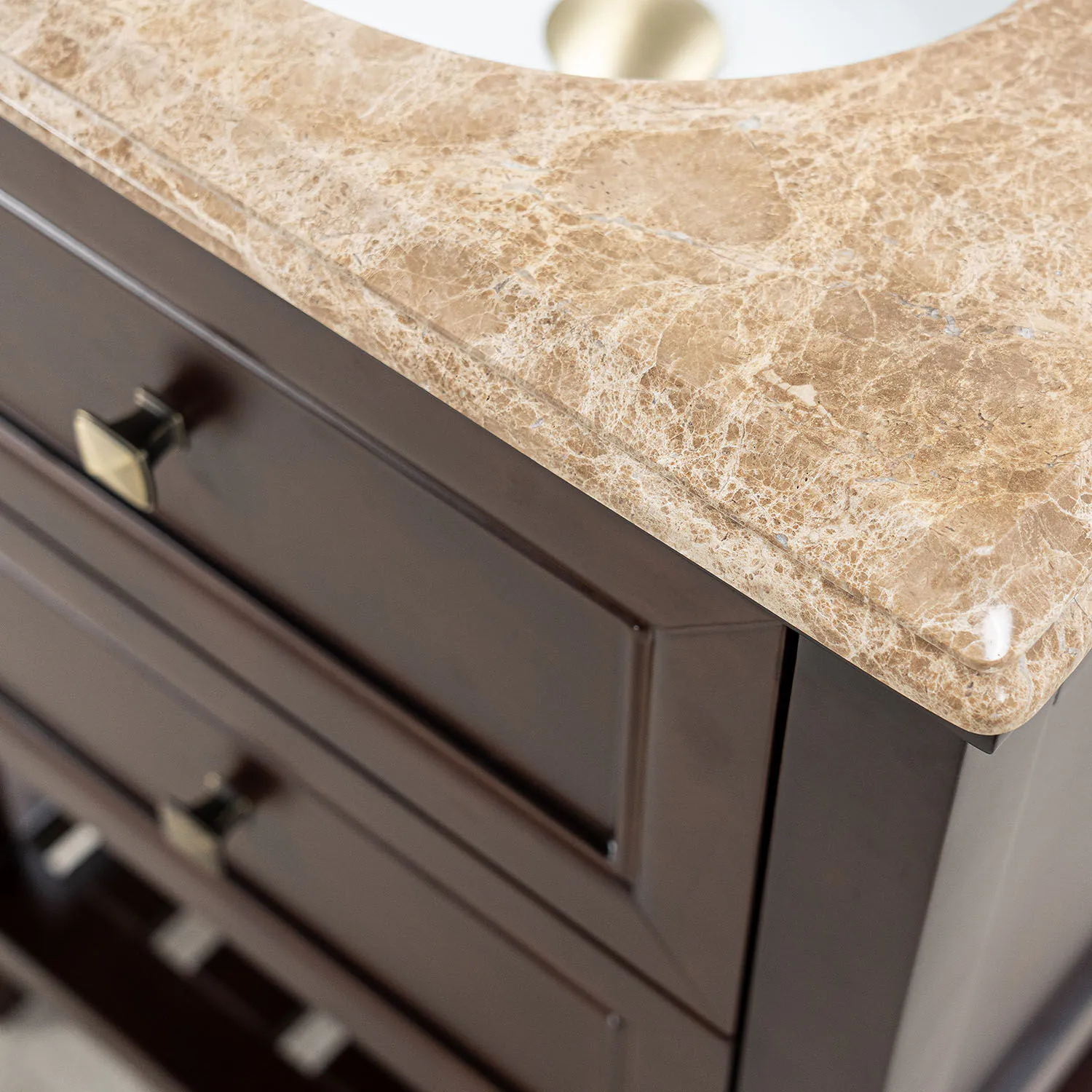 Kommod Badrum 60cm Brun Utah - Beige Marmor