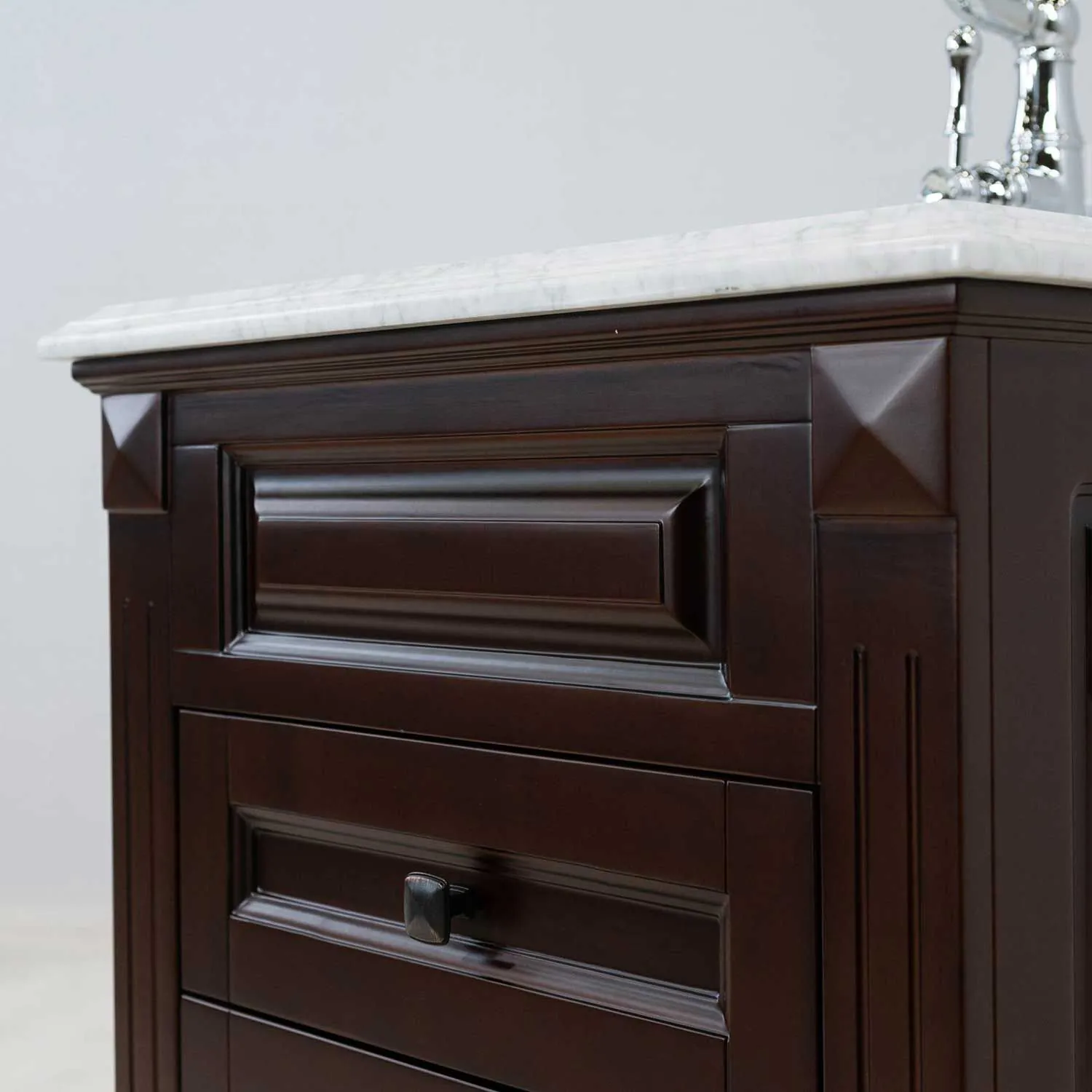 Kommod Badrum 60cm Nashville Mörkbrun - Vit Marmor