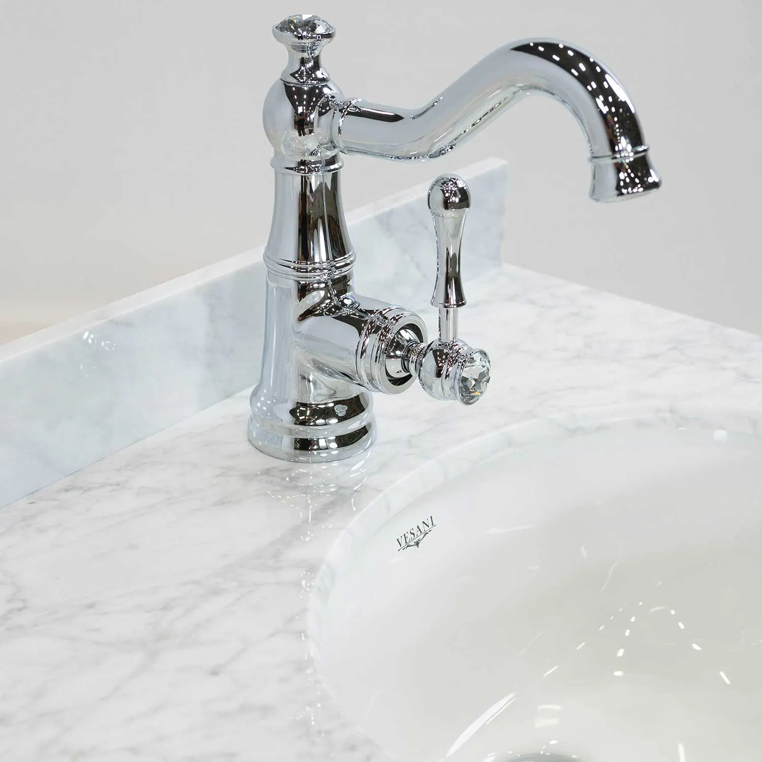 Kommod Badrum 60cm Nashville Mörkbrun - Vit Marmor