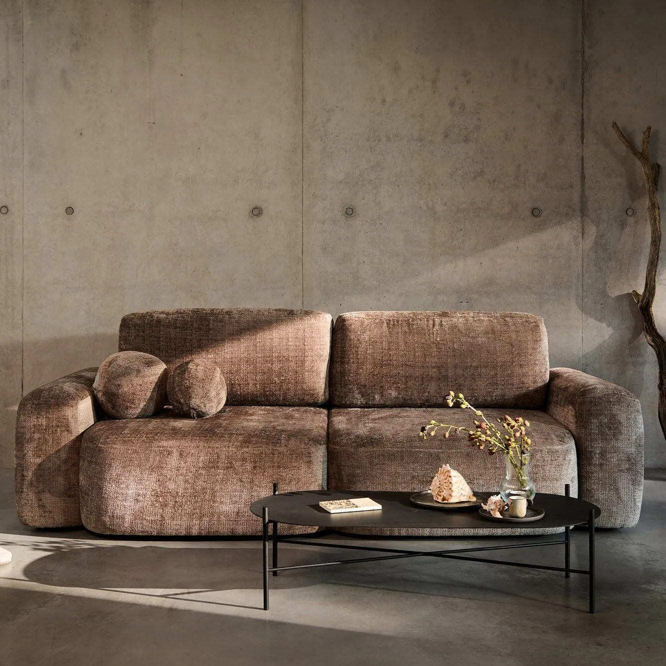 Soffa 3-sits 253cm Brun - Huntington