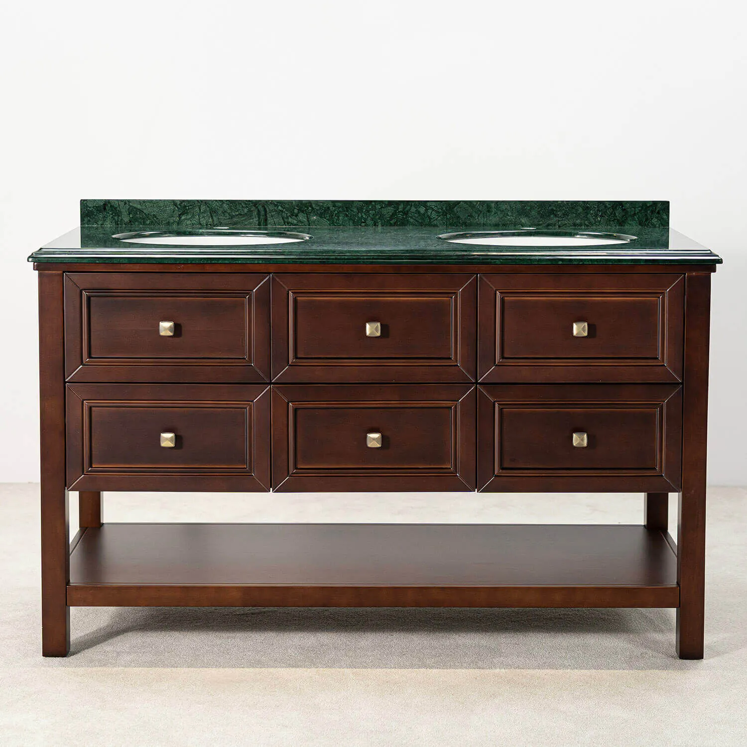 Dubbel Kommod Badrum 140cm Utah Brun - Grön Marmor