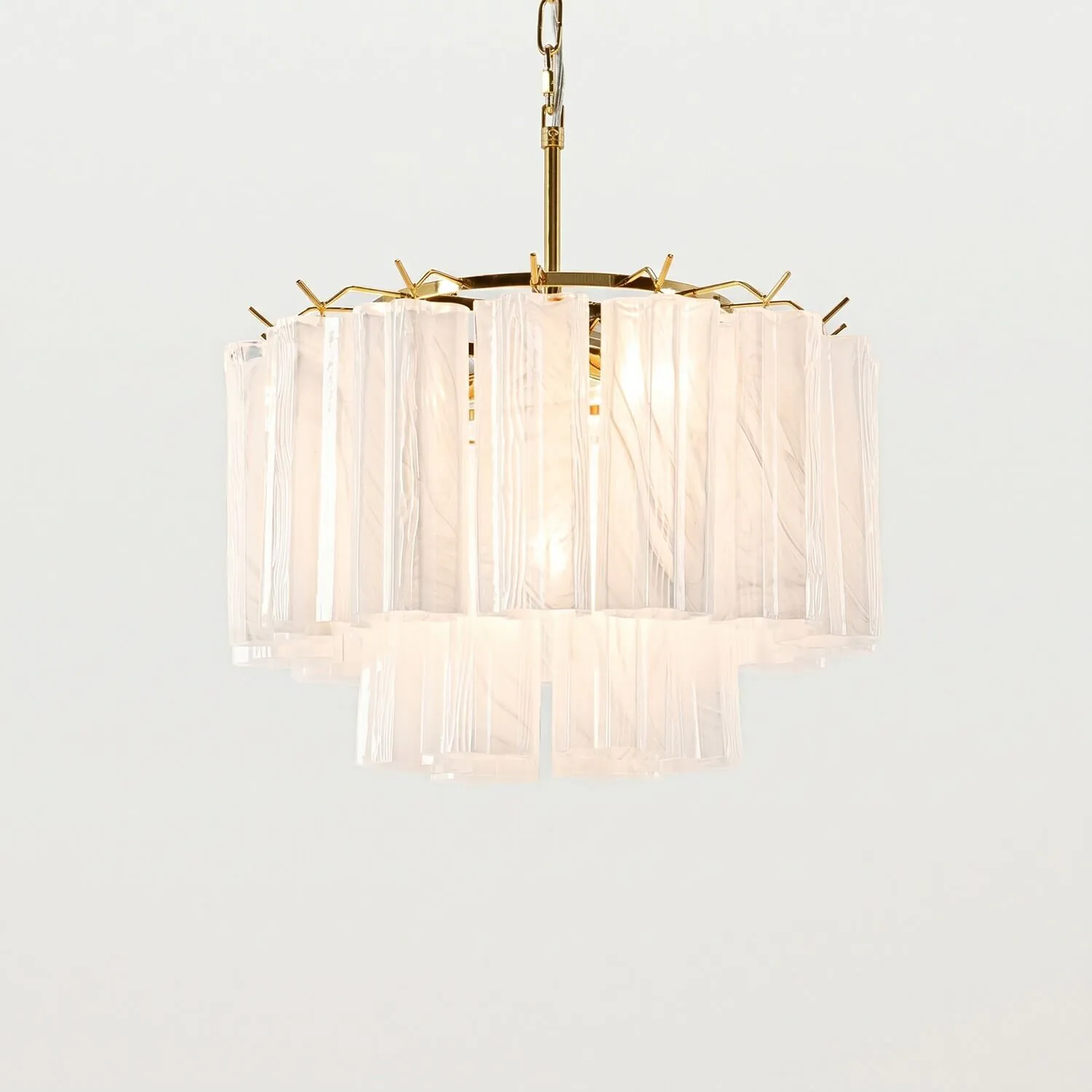 Kristallkrona Ø45 Vit Alabaster/Mässing - Cagliari
