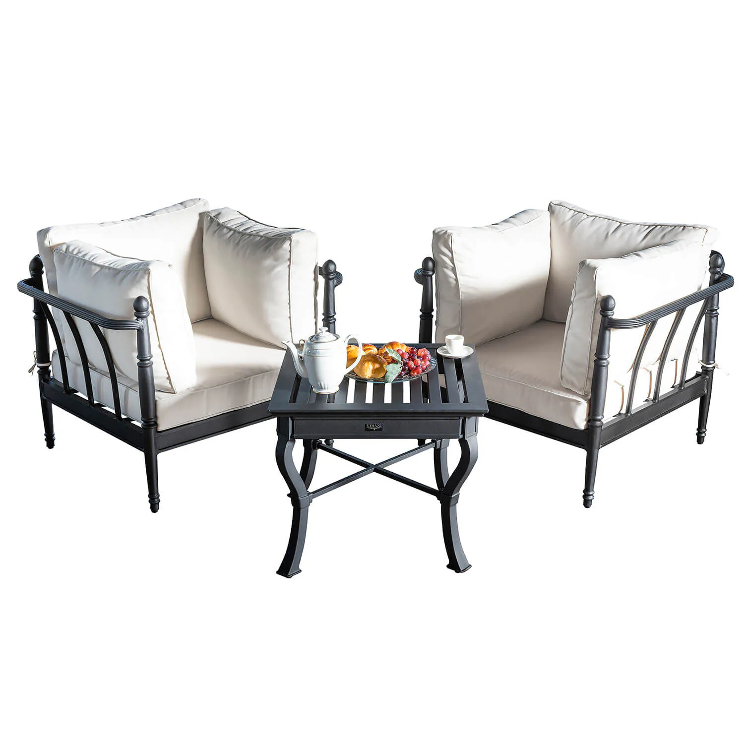 Loungeset Svart Aluminium 2-pers - Capri