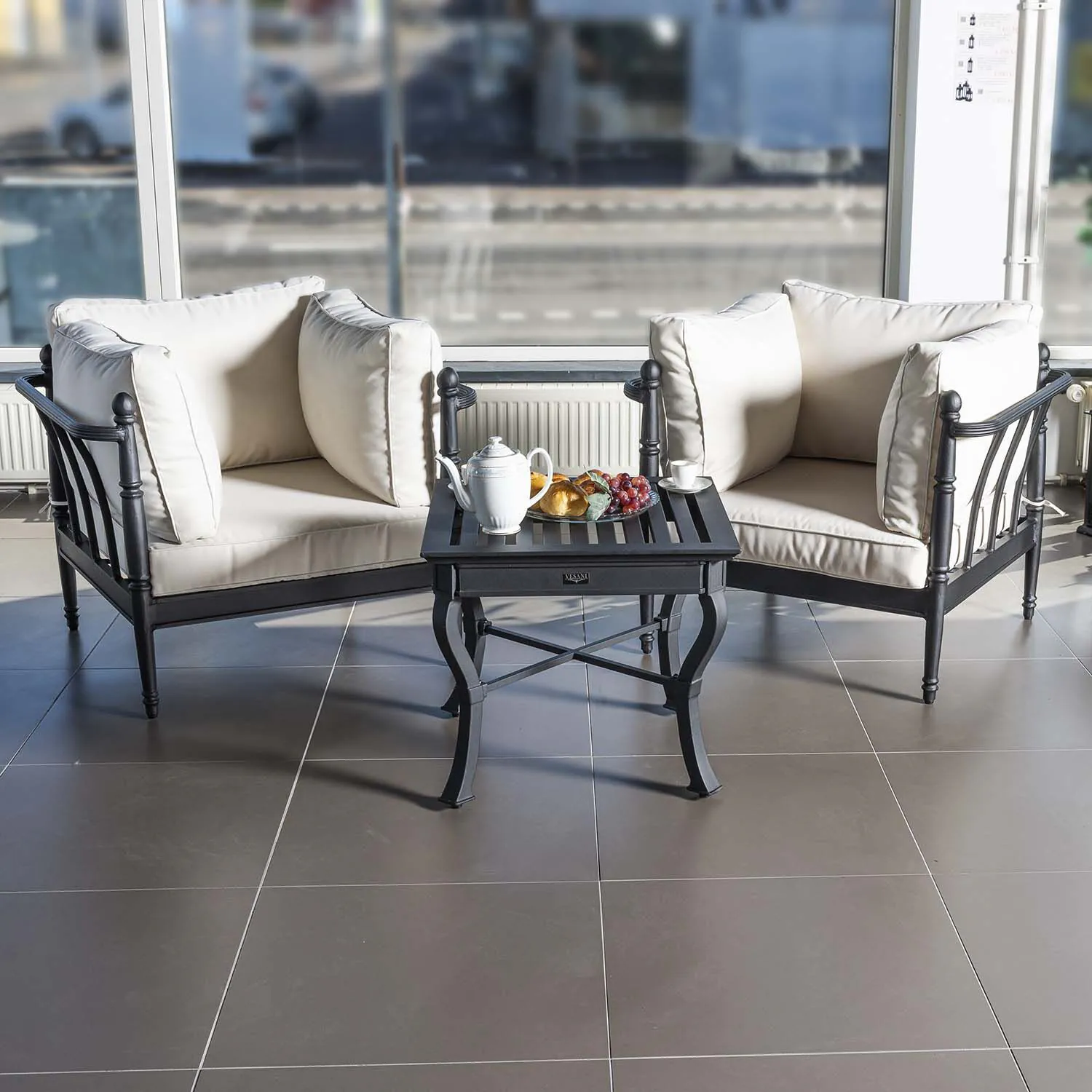 Loungeset Svart Aluminium 2-pers - Capri