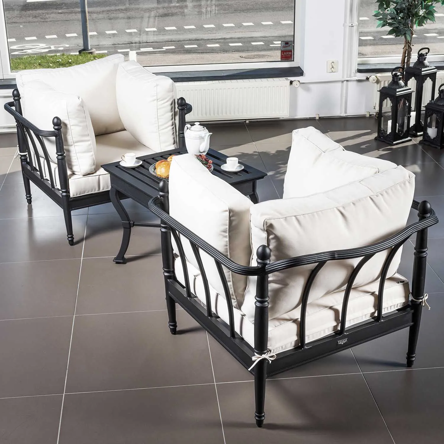 Loungeset Svart Aluminium 2-pers - Capri